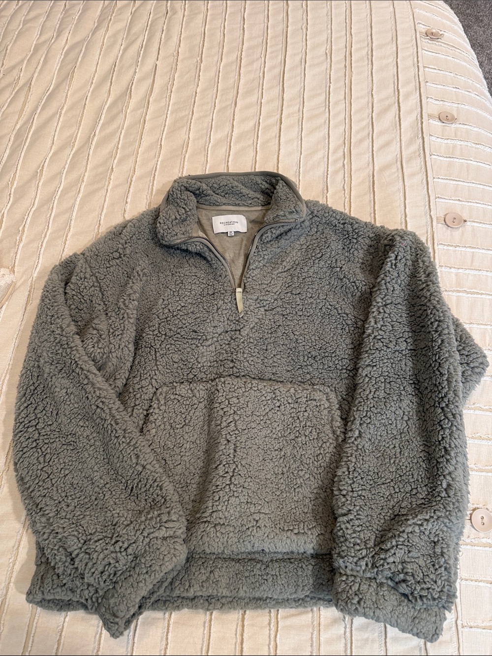 Cozy Half-Zip Sherpa Pullover Sweater - Green